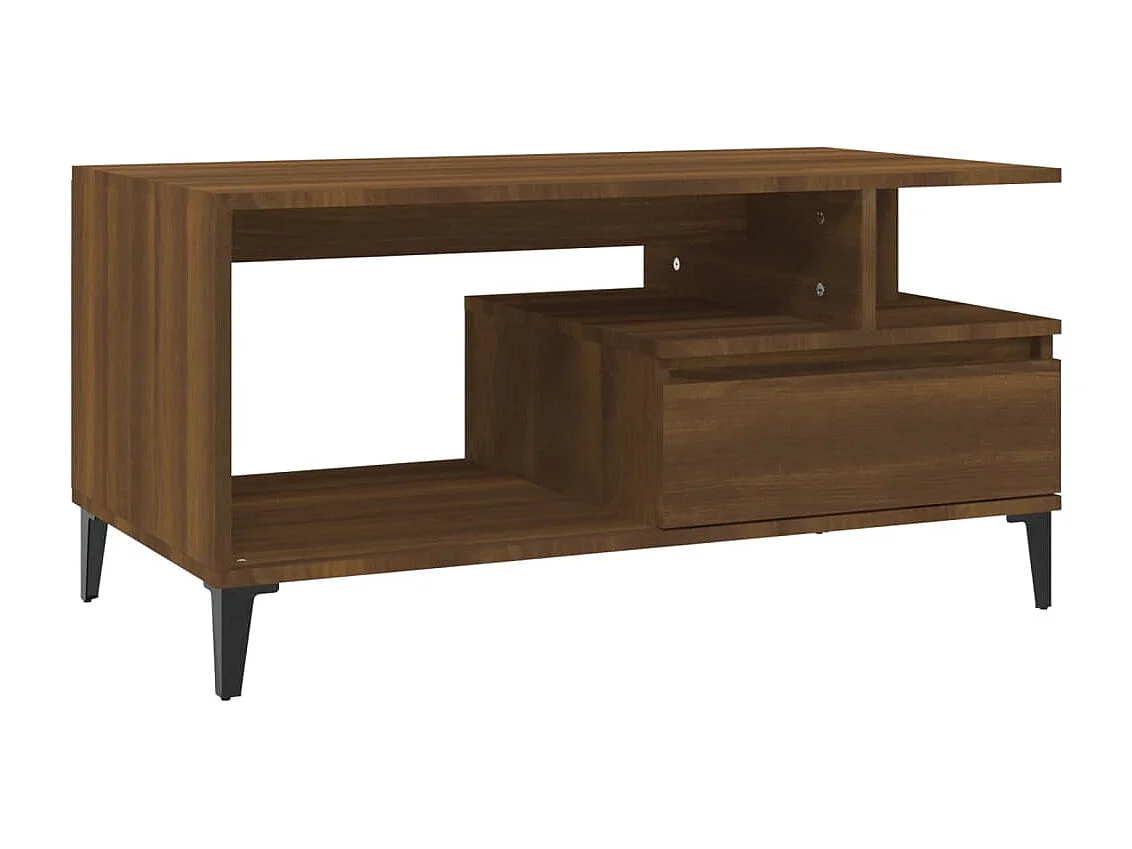 Mesa de centro madera contrachapada roble marrón 90x49x45 cm