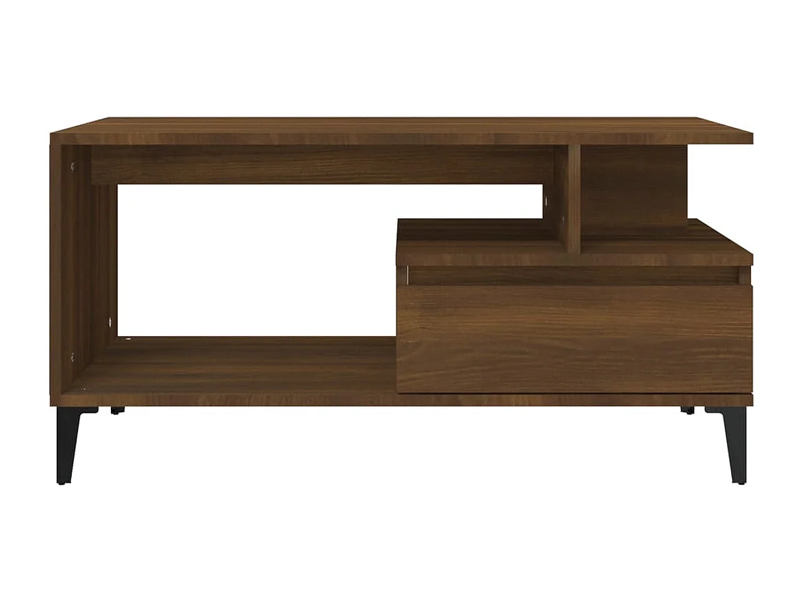 Mesa de centro madera contrachapada roble marrón 90x49x45 cm