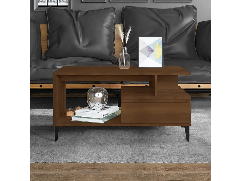 Table basse Chêne marron 90x49x45 cm Bois d'ingénierie