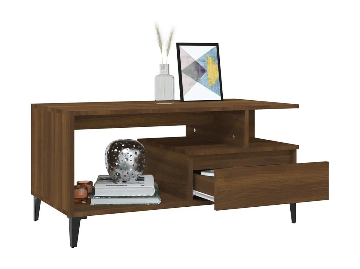 Table basse Chêne marron 90x49x45 cm Bois d'ingénierie