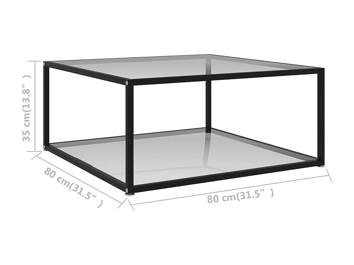 Salontafel 80x80x35 cm gehard glas transparant