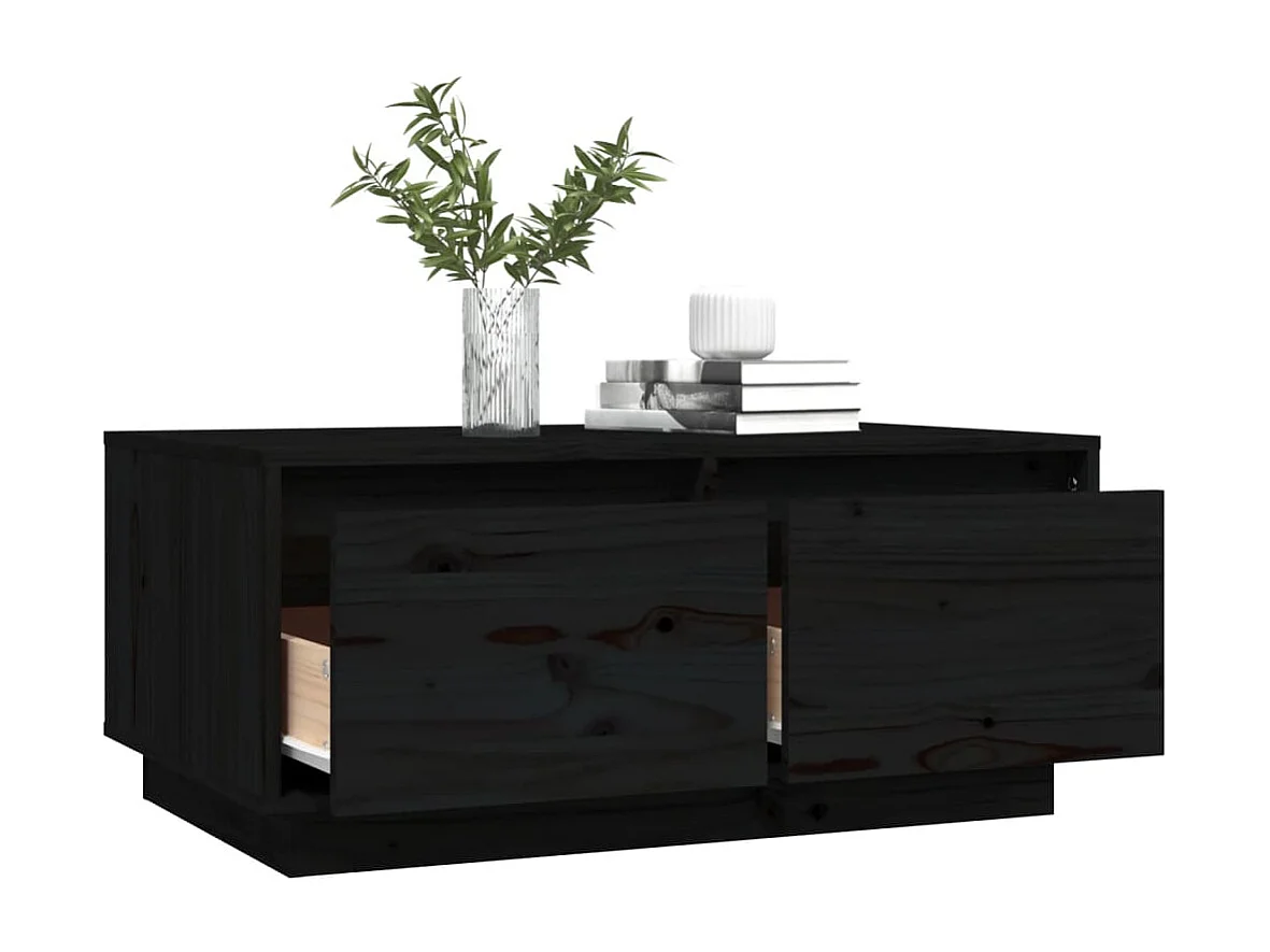 Mesa de centro 80x50x35 cm madeira de pinho maciça preto