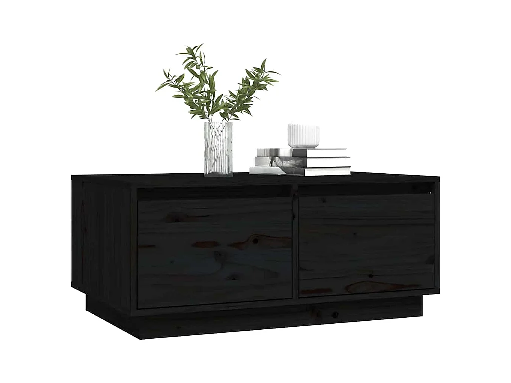Mesa de centro 80x50x35 cm madeira de pinho maciça preto