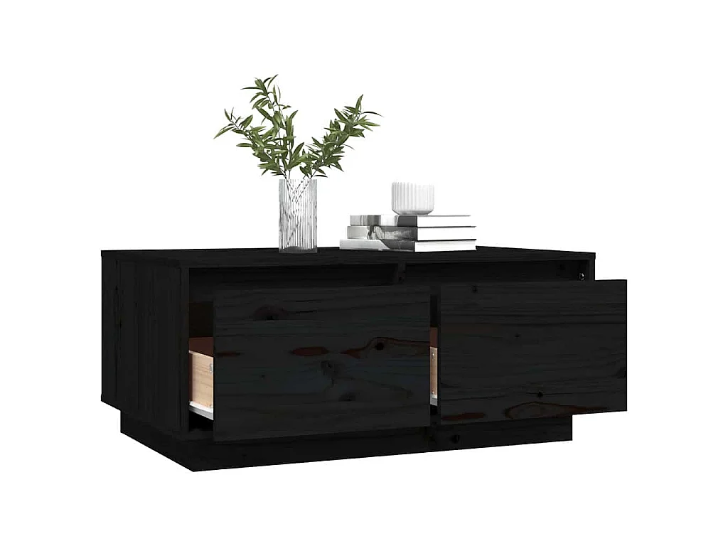 Mesa de centro 80x50x35 cm madeira de pinho maciça preto