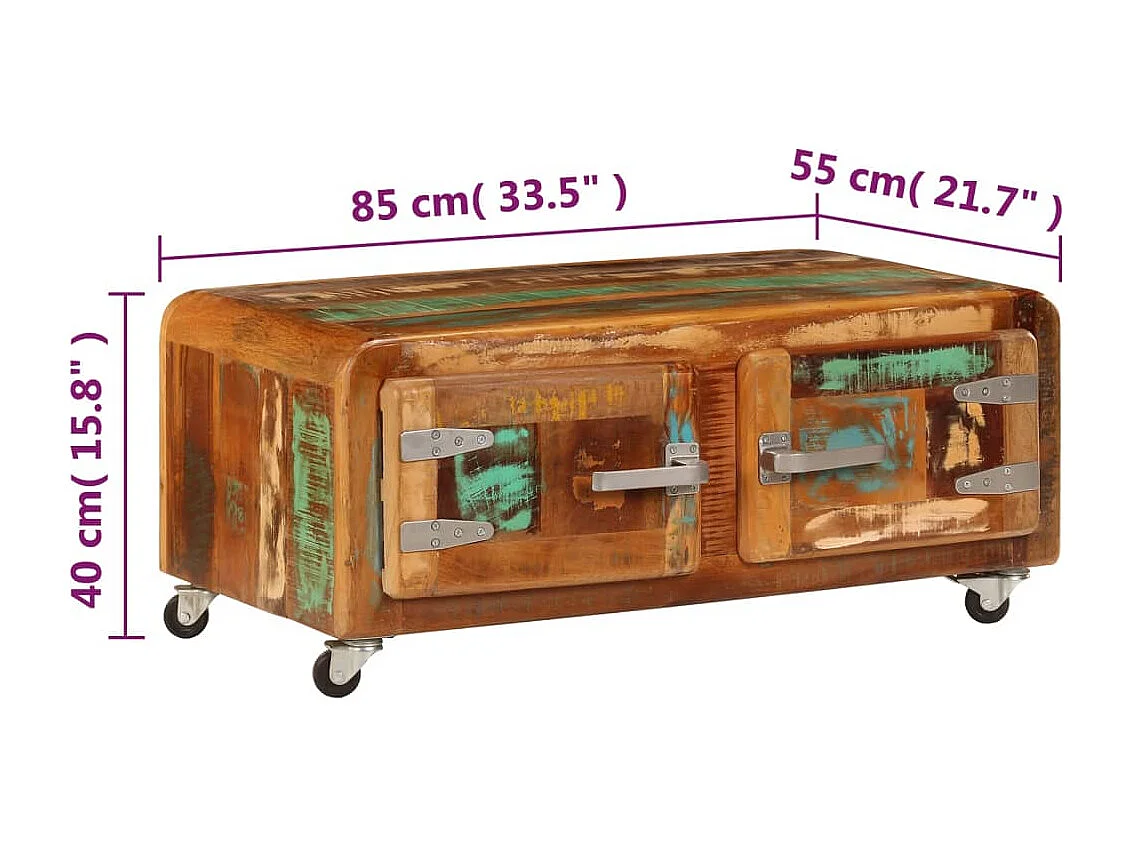 Table basse 85x55x40 cm Bois de récupération massif