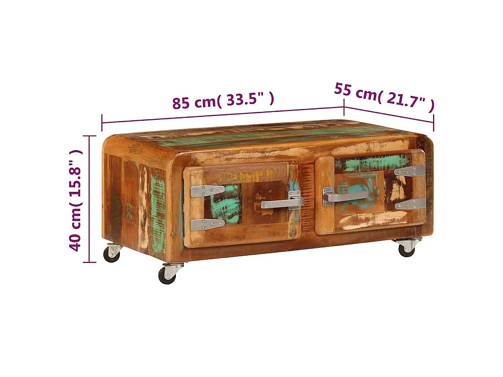Table basse 85x55x40 cm Bois de récupération massif