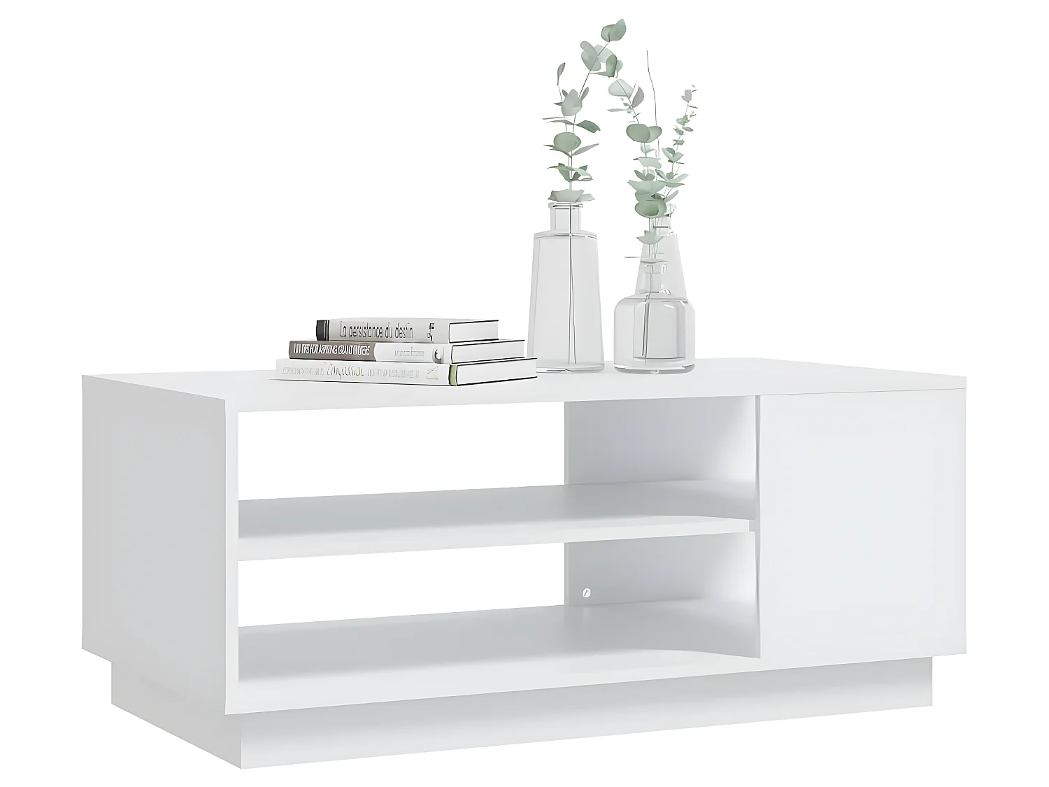 Table basse blanc 102x55x43 cm bois d'ingénierie