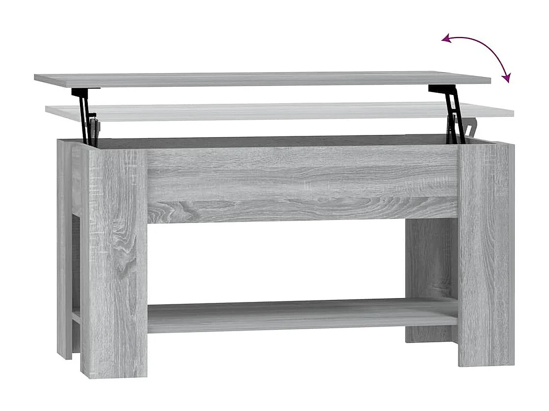 Table basse Sonoma gris 101x49x52 cm Bois d'ingénierie