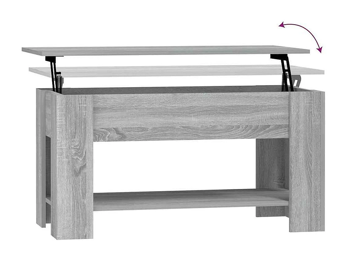 Table basse Sonoma gris 101x49x52 cm Bois d'ingénierie