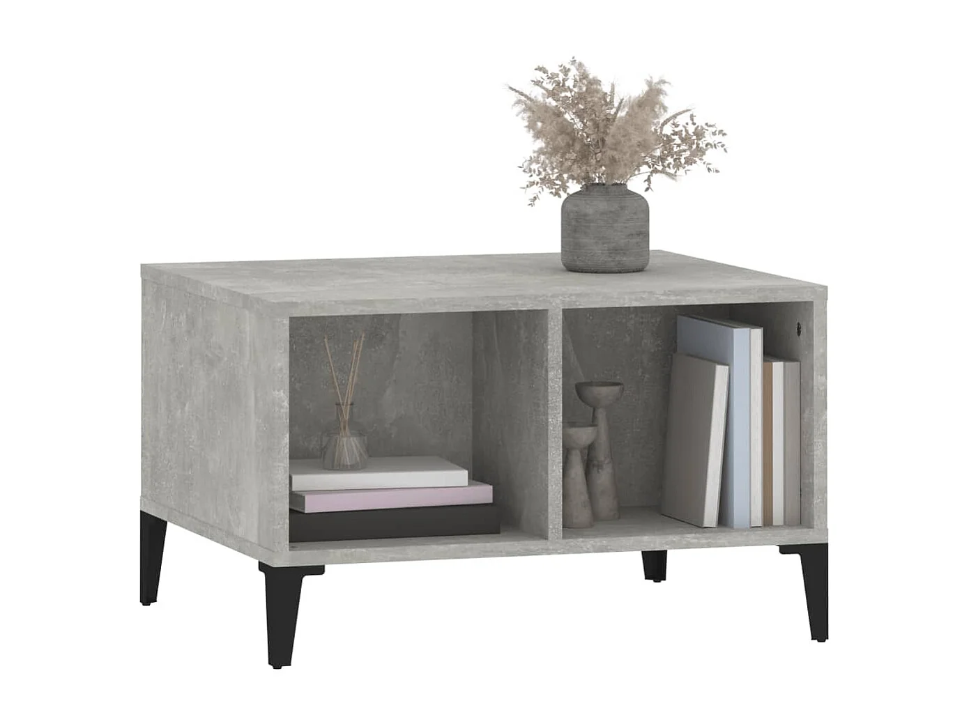 Salontafel 60x50x36,5 cm bewerkt hout betongrijs