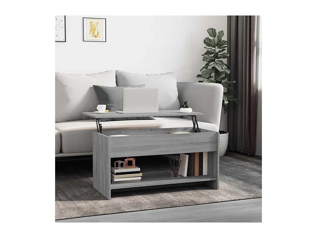 Table basse sonoma gris 102x50x52,5 cm bois d'ingénierie