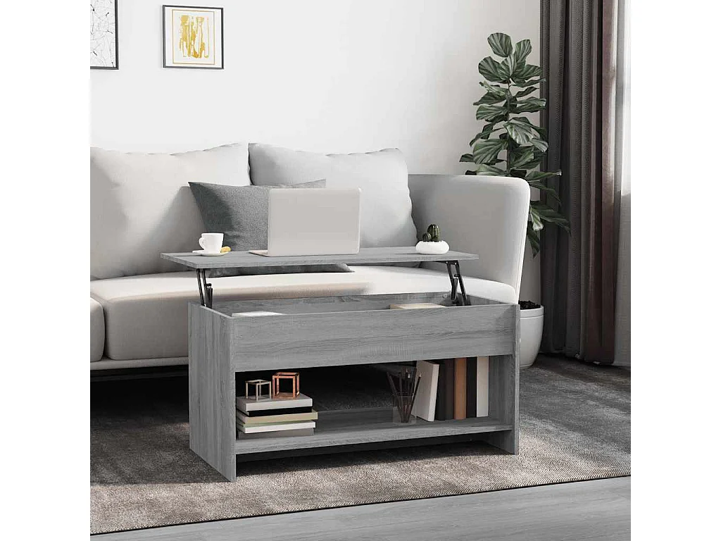 Salontafel 102x50x52,5 cm bewerkt hout grijs sonoma eikenkleur