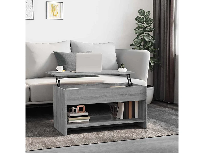 Salontafel 102x50x52,5 cm bewerkt hout grijs sonoma eikenkleur