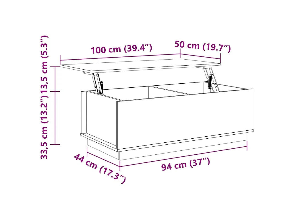 Salontafel 100x50x35 cm massief grenenhout grijs
