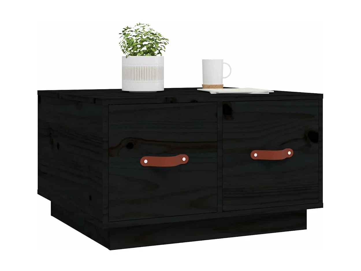 Table basse Noir 60x53x35 cm Bois massif de pin