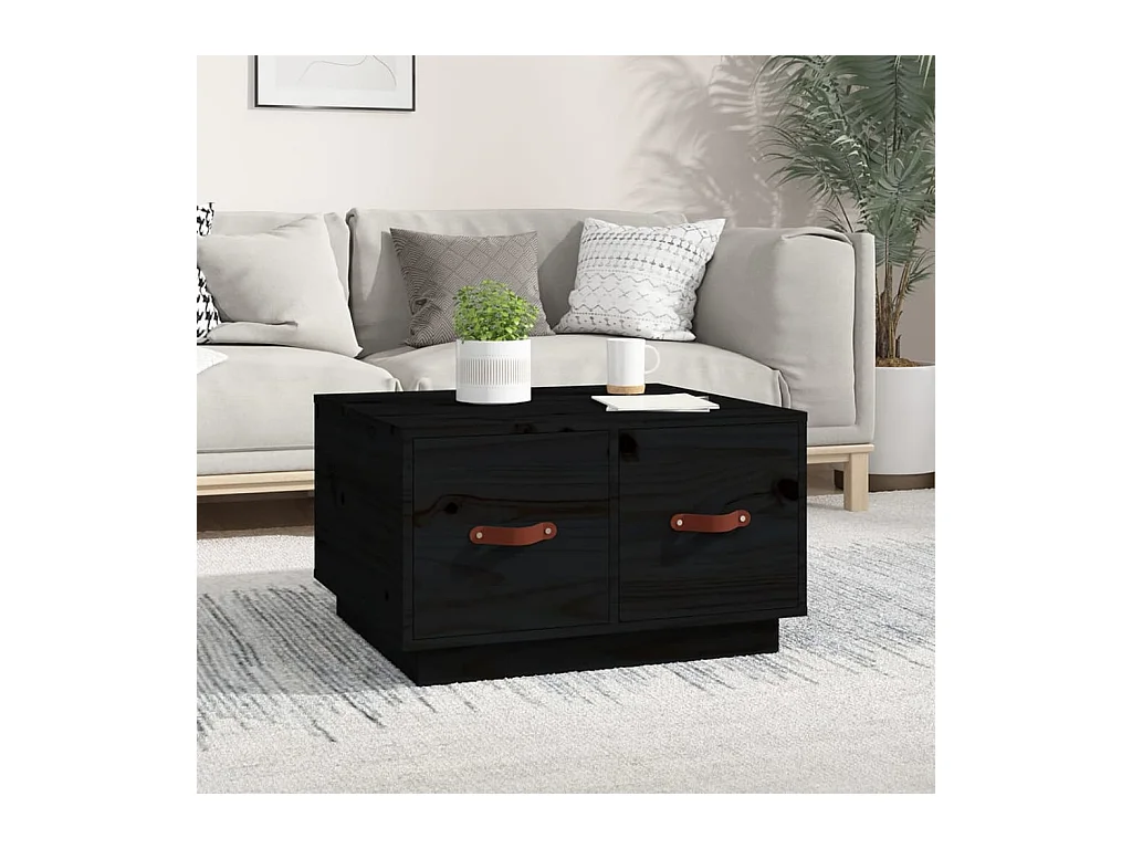Table basse Noir 60x53x35 cm Bois massif de pin
