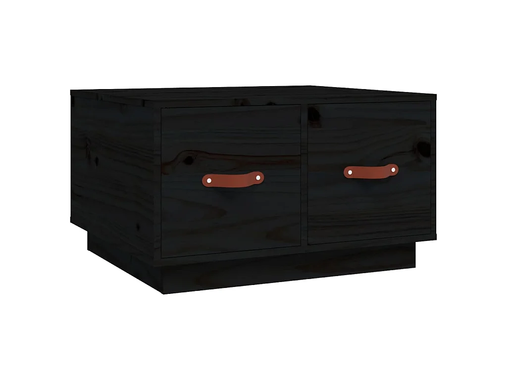 Tavolino da Salotto Nero 60x53x35 cm Legno Massello di Pino