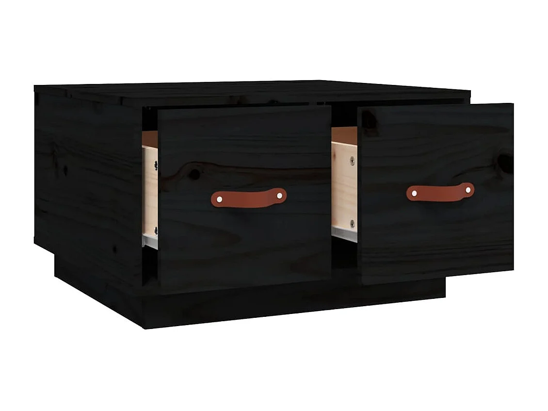 Tavolino da Salotto Nero 60x53x35 cm Legno Massello di Pino