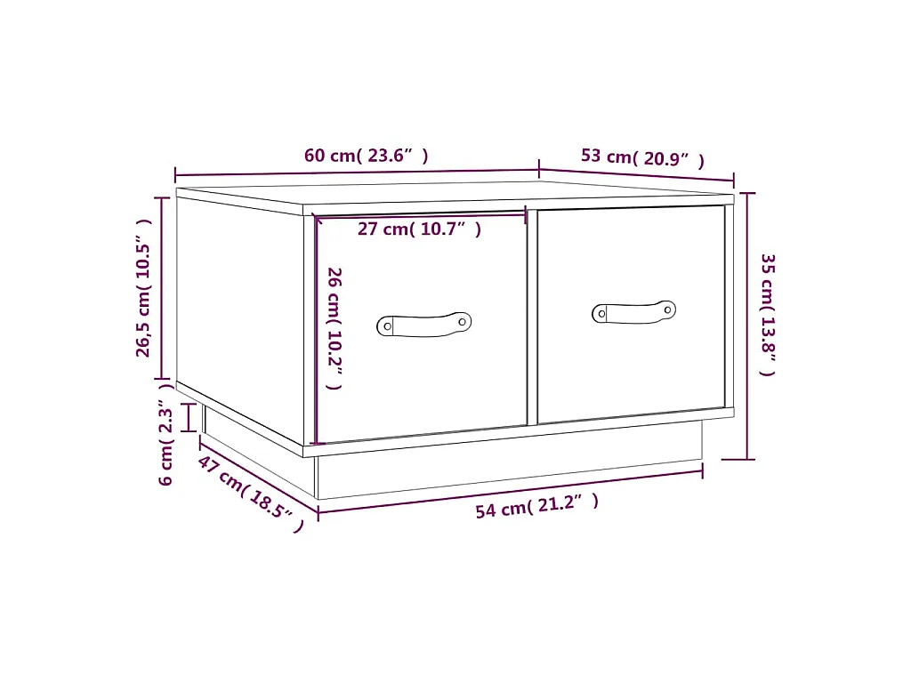 Table basse Noir 60x53x35 cm Bois massif de pin
