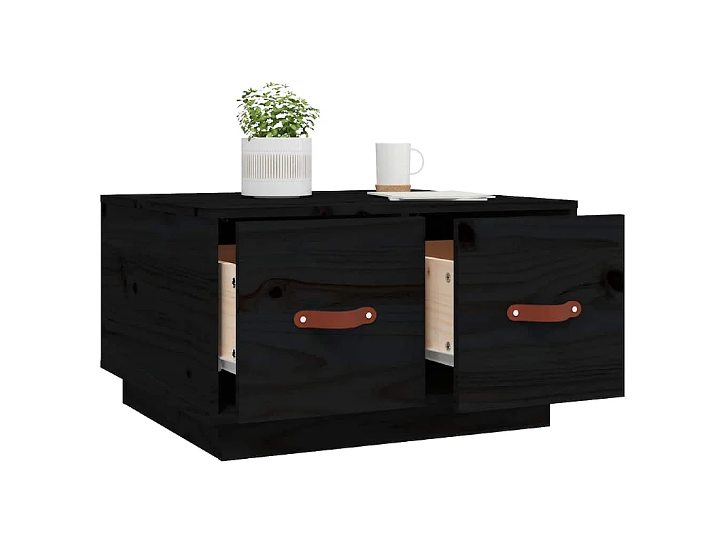 Table basse Noir 60x53x35 cm Bois massif de pin