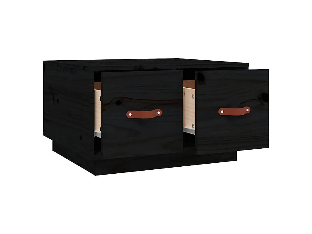 Table basse Noir 60x53x35 cm Bois massif de pin