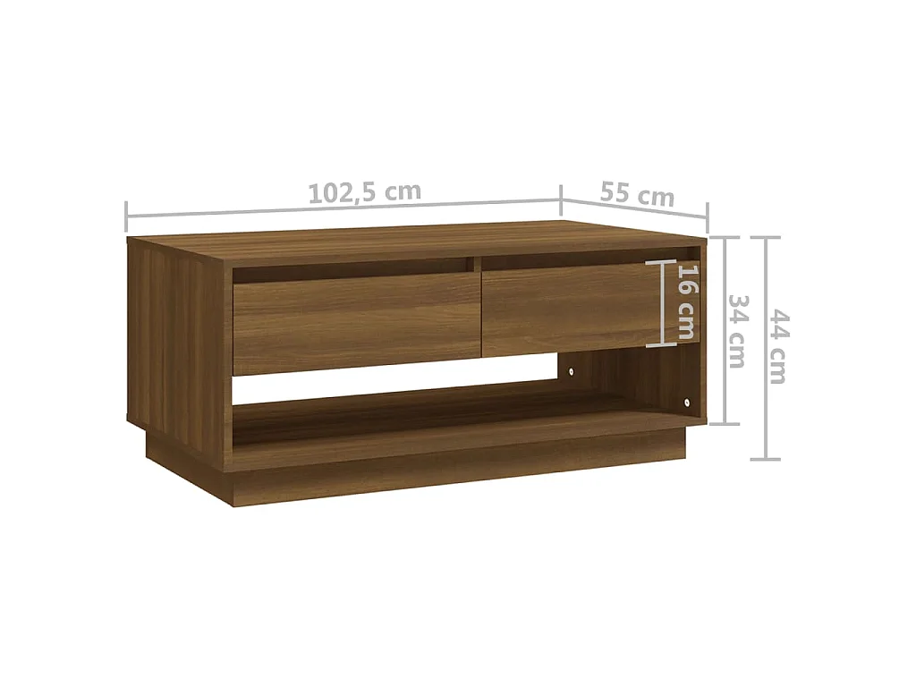 Mesa centro 102,5x55x44 cm derivados madeira carvalho castanho