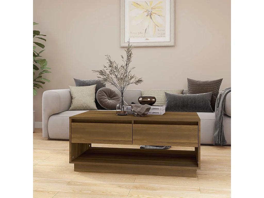 Mesa centro 102,5x55x44 cm derivados madeira carvalho castanho
