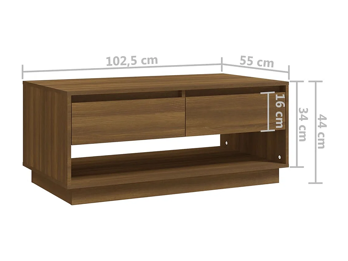 Mesa centro 102,5x55x44 cm derivados madeira carvalho castanho