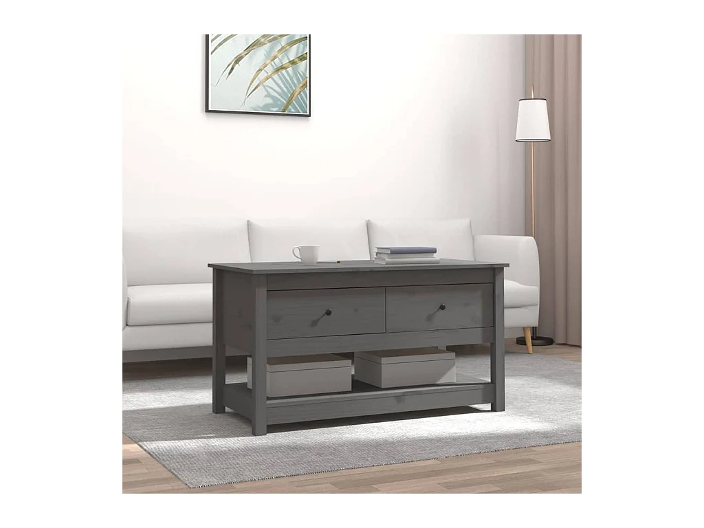 Table basse Gris 102x49x55 cm Bois massif de pin