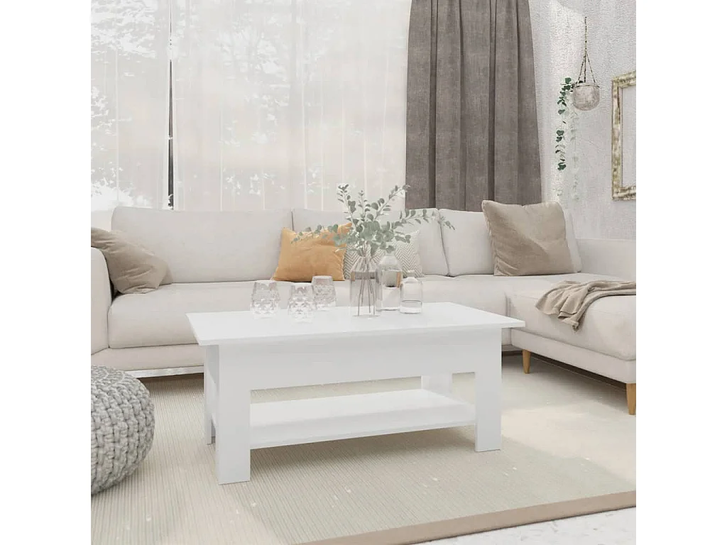 Table basse blanc 102x55x42 cm bois d'ingénierie