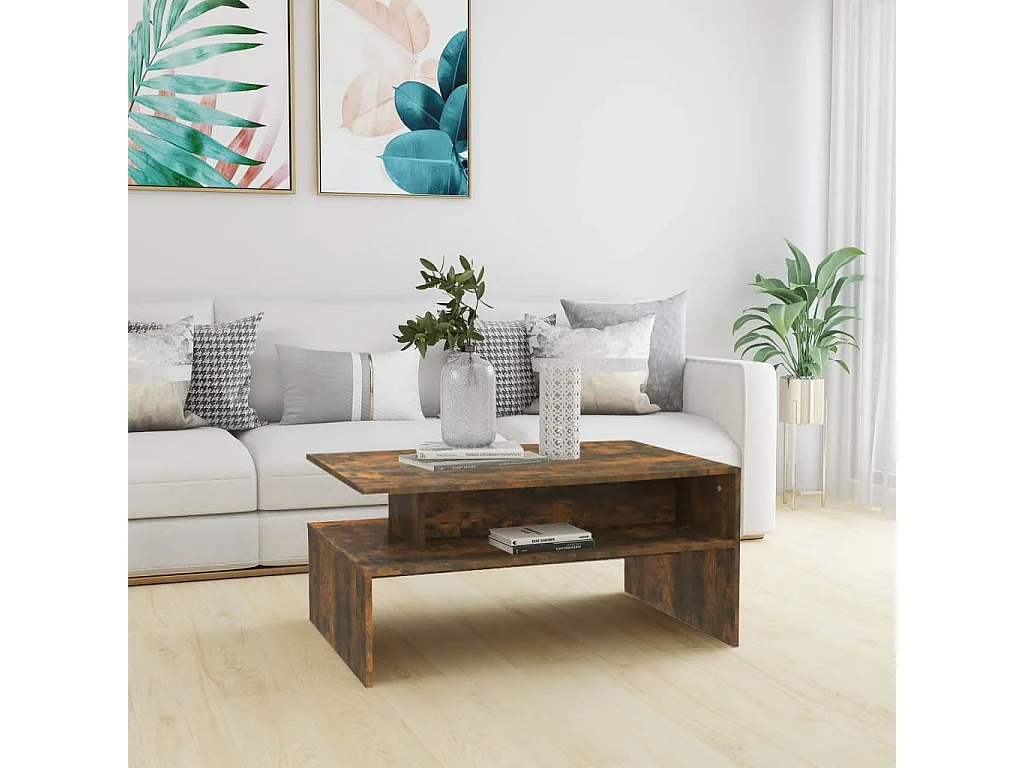 Tavolino da Salotto Rovere Fumo 90x60x42,5 cm Legno Multistrato