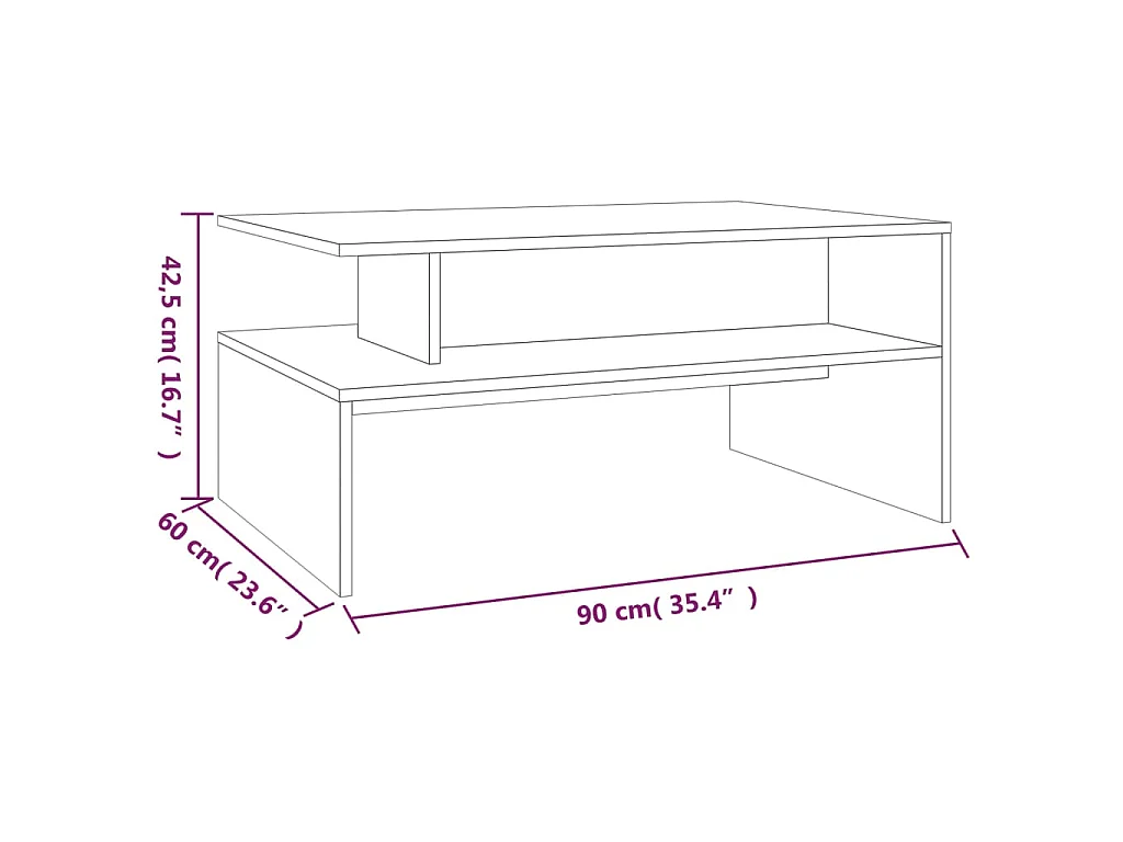 Tavolino da Salotto Rovere Fumo 90x60x42,5 cm Legno Multistrato