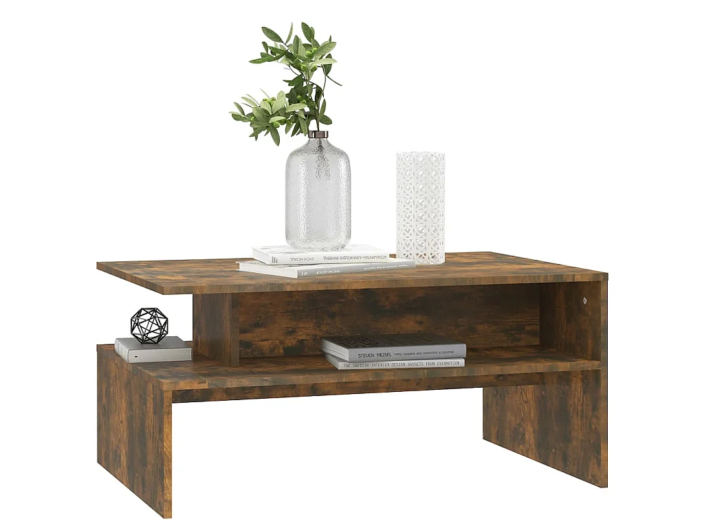 Tavolino da Salotto Rovere Fumo 90x60x42,5 cm Legno Multistrato
