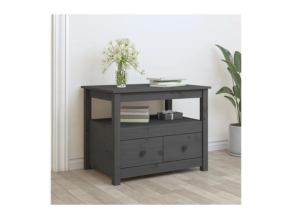 Table basse Gris 71x49x55 cm Bois massif de pin