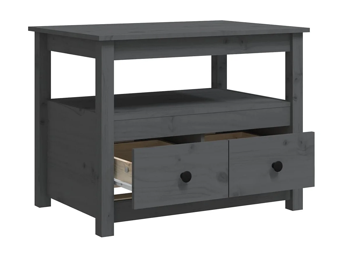 Table basse Gris 71x49x55 cm Bois massif de pin