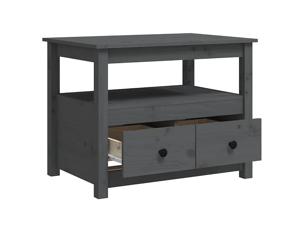 Table basse Gris 71x49x55 cm Bois massif de pin