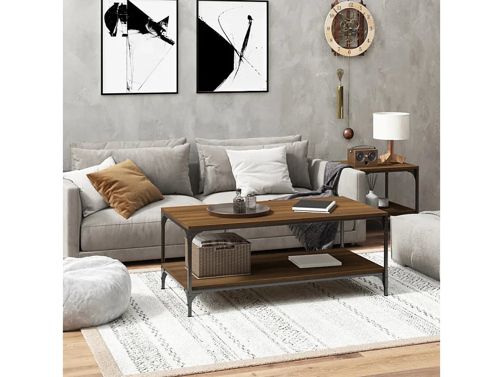 Mesa centro 100x50x40 cm derivados de madeira carvalho castanho