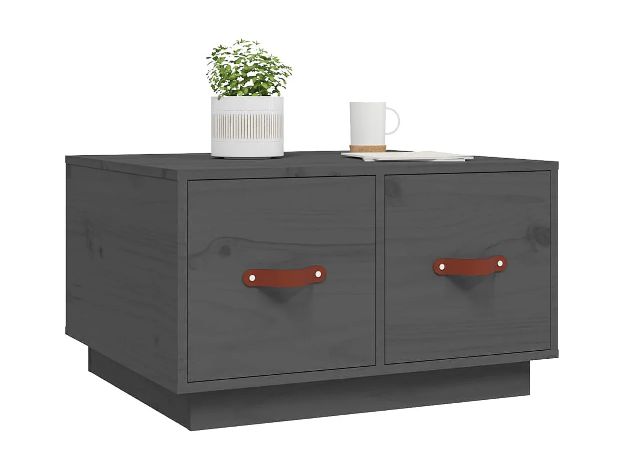 Tavolino da Salotto Grigio 60x53x35cm in Legno Massello di Pino