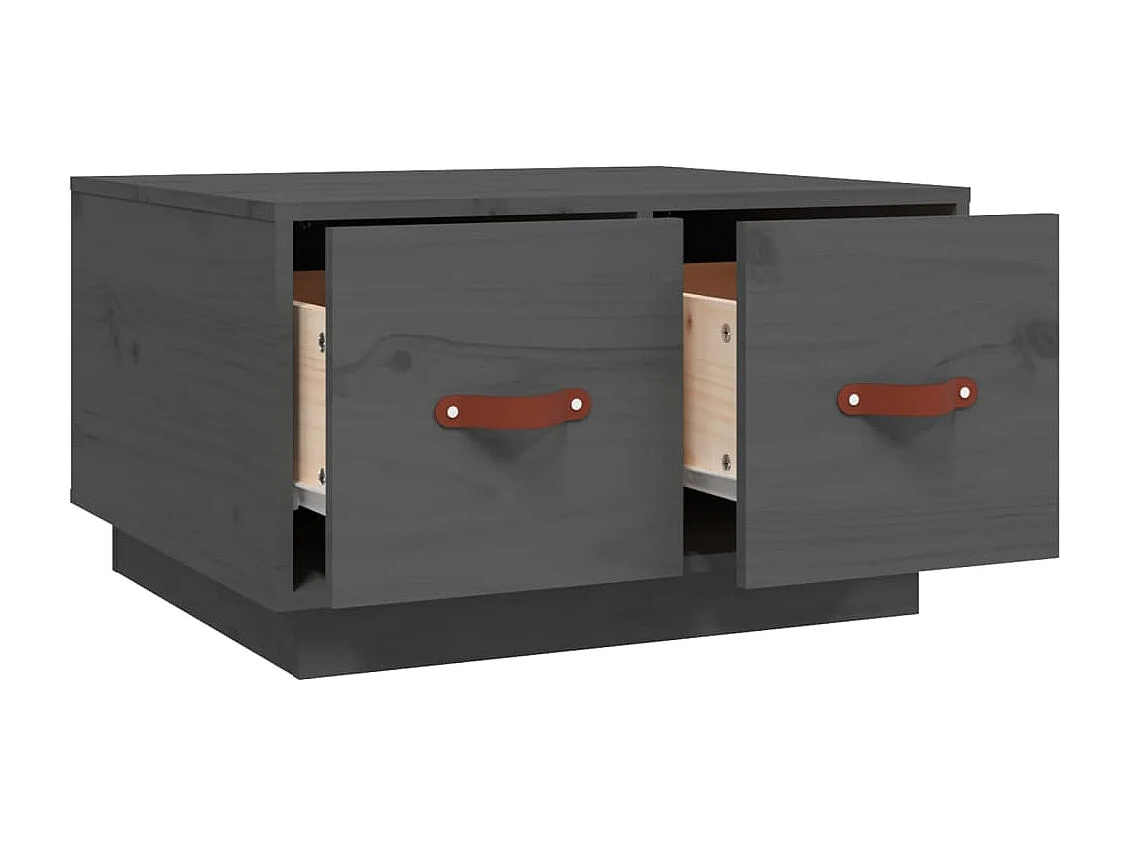 Tavolino da Salotto Grigio 60x53x35cm in Legno Massello di Pino