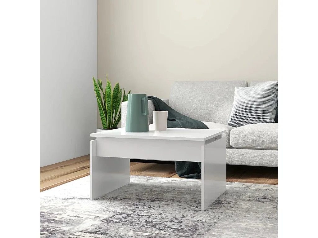 Table basse blanc 68x50x38 cm bois d'ingénierie