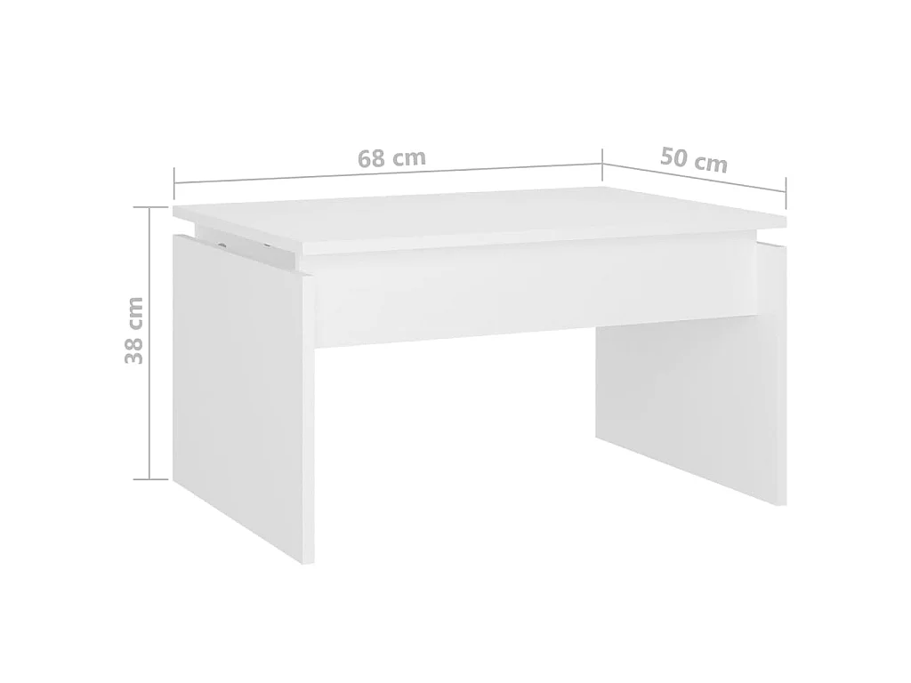 Table basse blanc 68x50x38 cm bois d'ingénierie