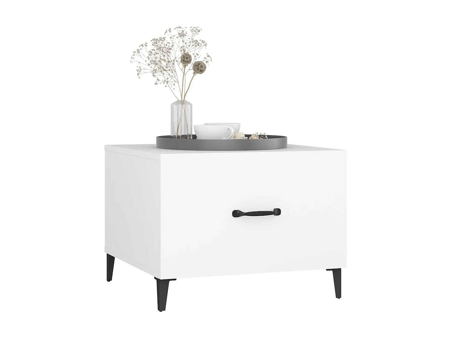 Table basse avec pieds en métal Blanc 50x50x40 cm
