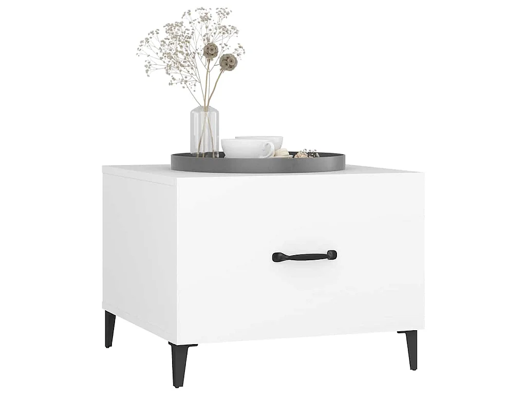 Table basse avec pieds en métal Blanc 50x50x40 cm