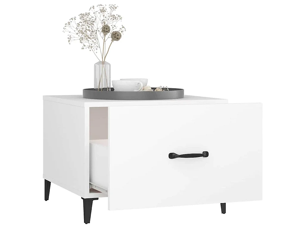 Table basse avec pieds en métal Blanc 50x50x40 cm