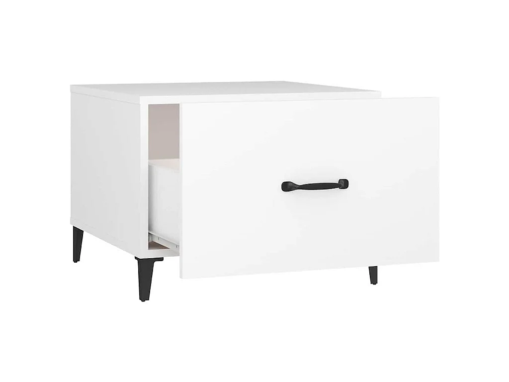 Table basse avec pieds en métal Blanc 50x50x40 cm