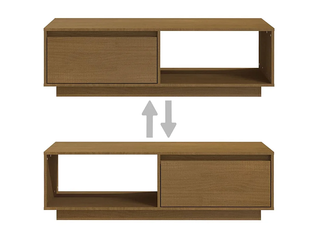 Table basse marron miel 110x50x33,5 cm bois de pin massif