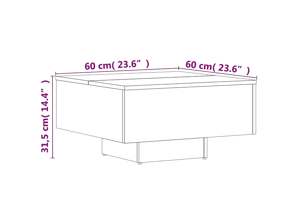 Couchtisch Räuchereiche 60x60x31,5 cm Holzwerkstoff