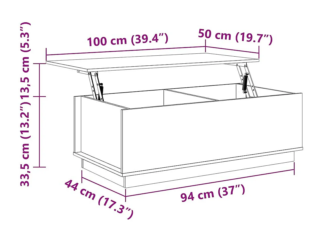 Table basse 100x50x35 cm Bois massif de pin