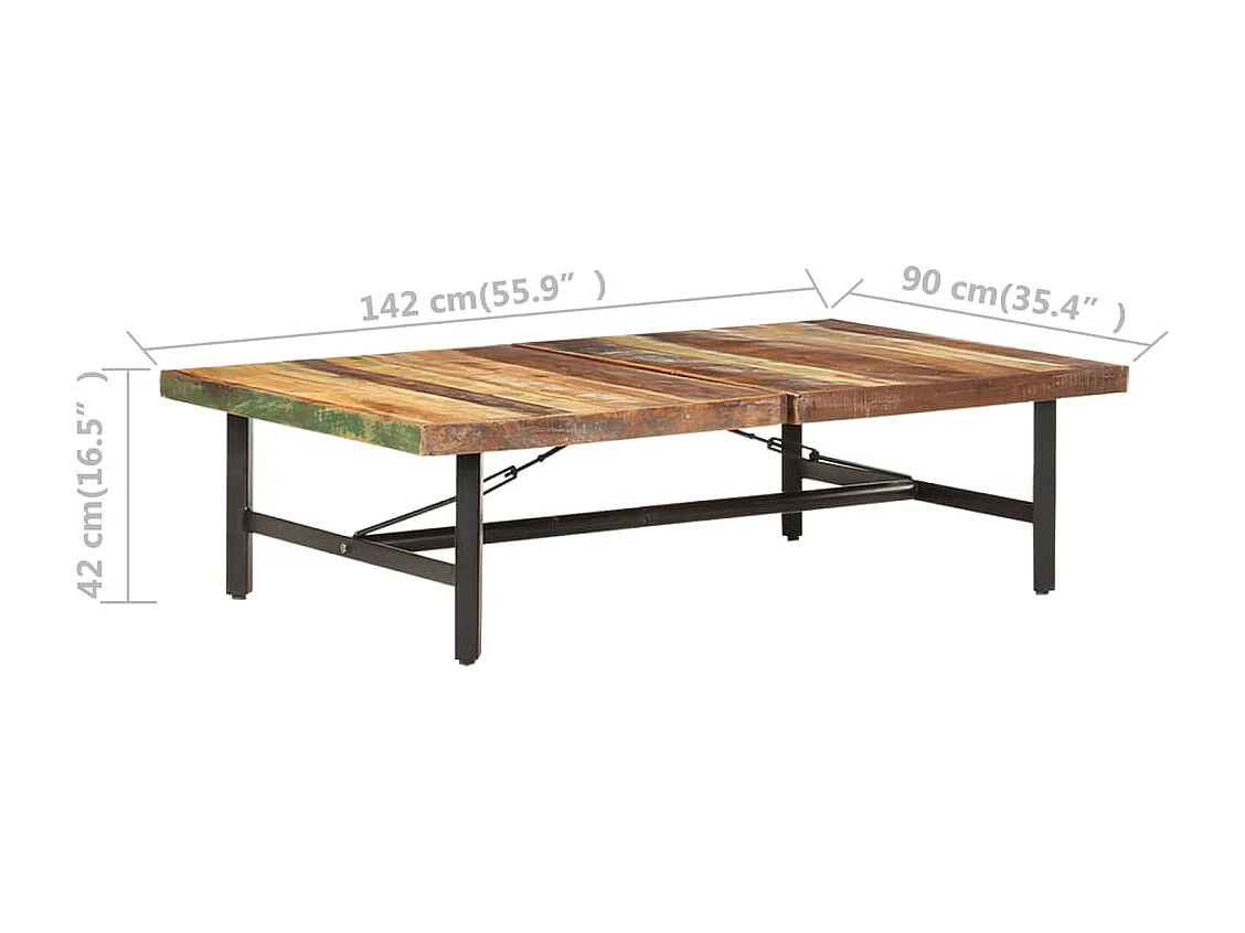 Table basse 142x90x42 cm Bois de récupération massif