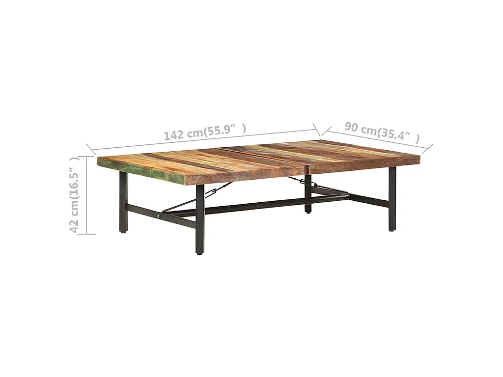 Salontafel 142x90x42 cm massief gerecycled hout
